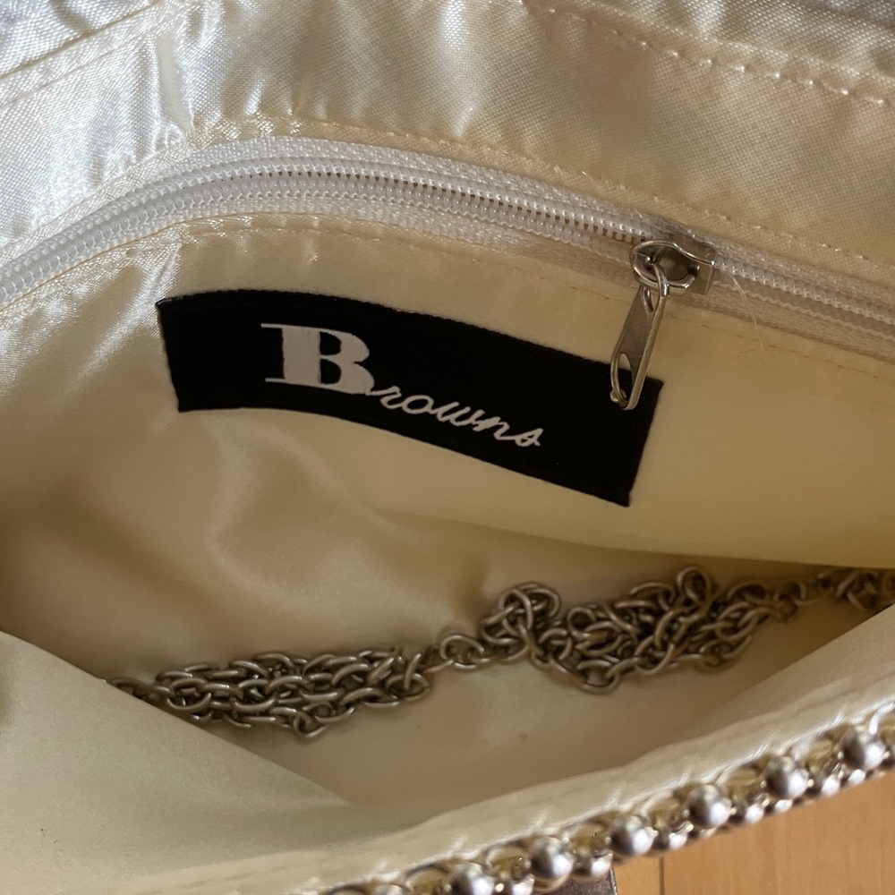 Silver beaded clutch with chain strap Browns prom bridal wedding - Picture 7 of 12